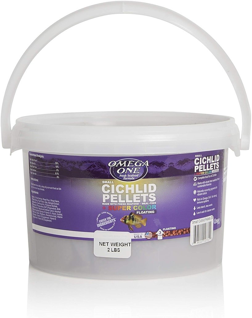 Omega One Super Color Floating Cichlid Pellets, Small, 2 lb x1 - Product Image