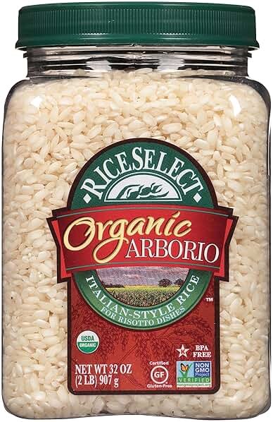 RiceSelect Organic Arborio Rice for Italian Risotto, Premium Gluten-Free Rice, Non-GMO, 32-Ounce Jar, (Pack of 1) - Product Image