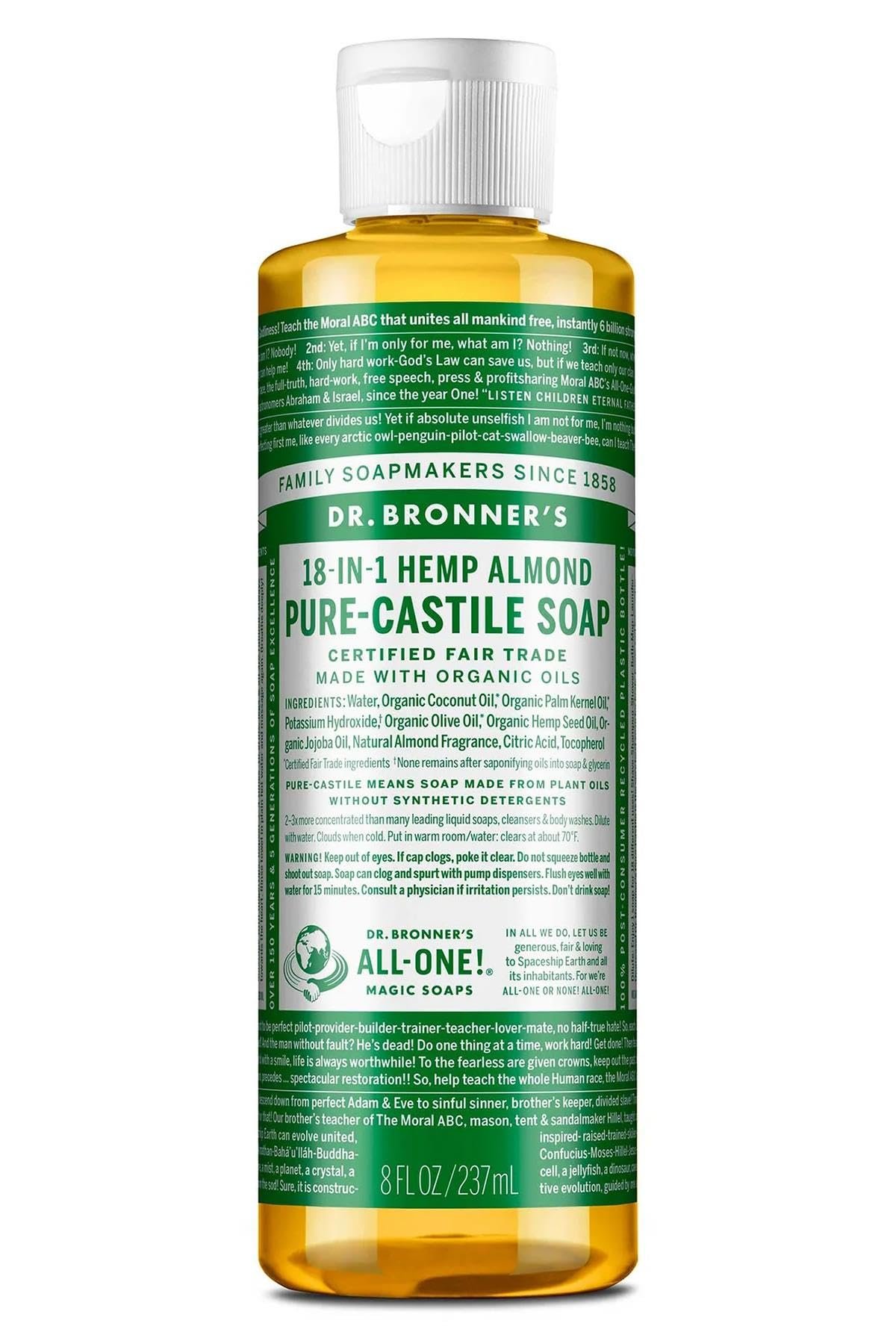 DR. BRONNER'S, CASTILE LIQ SP,OG3,ALMOND 8 Fl Oz EA 1 - Product Image