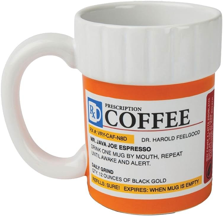 BigMouth Inc. Prescription Coffee Mug - Large Funny Prescription Coffee Cup - Unique Pharmacy Gifts - Hilarious Novelty and Gag Gifts for Doctor - Dishwasher-Safe Ceramic Pill Bottle Coffee Cup - 12oz - Product Image