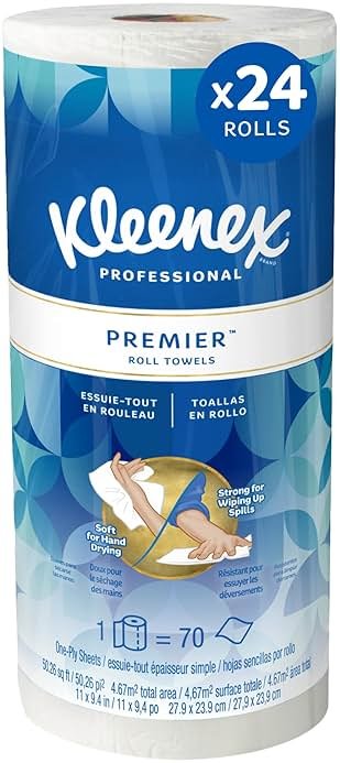 Kleenex Professional Premier Kitchen Paper Towels, Bulk (13964), Cloth-Like Softness, White (70 Sheets/Roll, 24 Rolls/Case, 1,680 Sheet Total) - Product Image