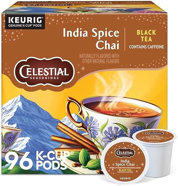Celestial Seasonings India Spice Chai Black Tea, Single-Serve Keurig K-Cup Pods, 96 Count - Product Image