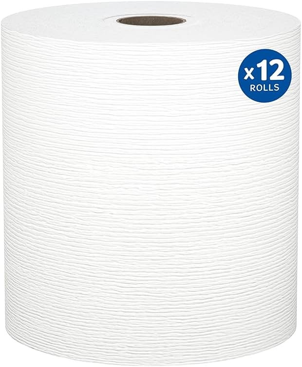 Kleenex Professional Universal Hard Roll Paper Towels, Bulk (01080), Hardwound 1.5" Core, Premium Absorbency Pockets, White (12 Rolls at 425' Each, 5,100'/Case) - Product Image