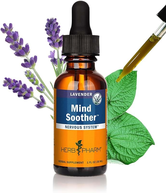 Herb Pharm Mind Soother: Lavender Liquid Herbal Formula with Noble Kava & Lavender Essential Oil for Nervous System Support, Calming & Relaxing, Vegan, Gluten-Free, Non-GMO, Up to 3 Week Supply, 1 oz* - Product Image