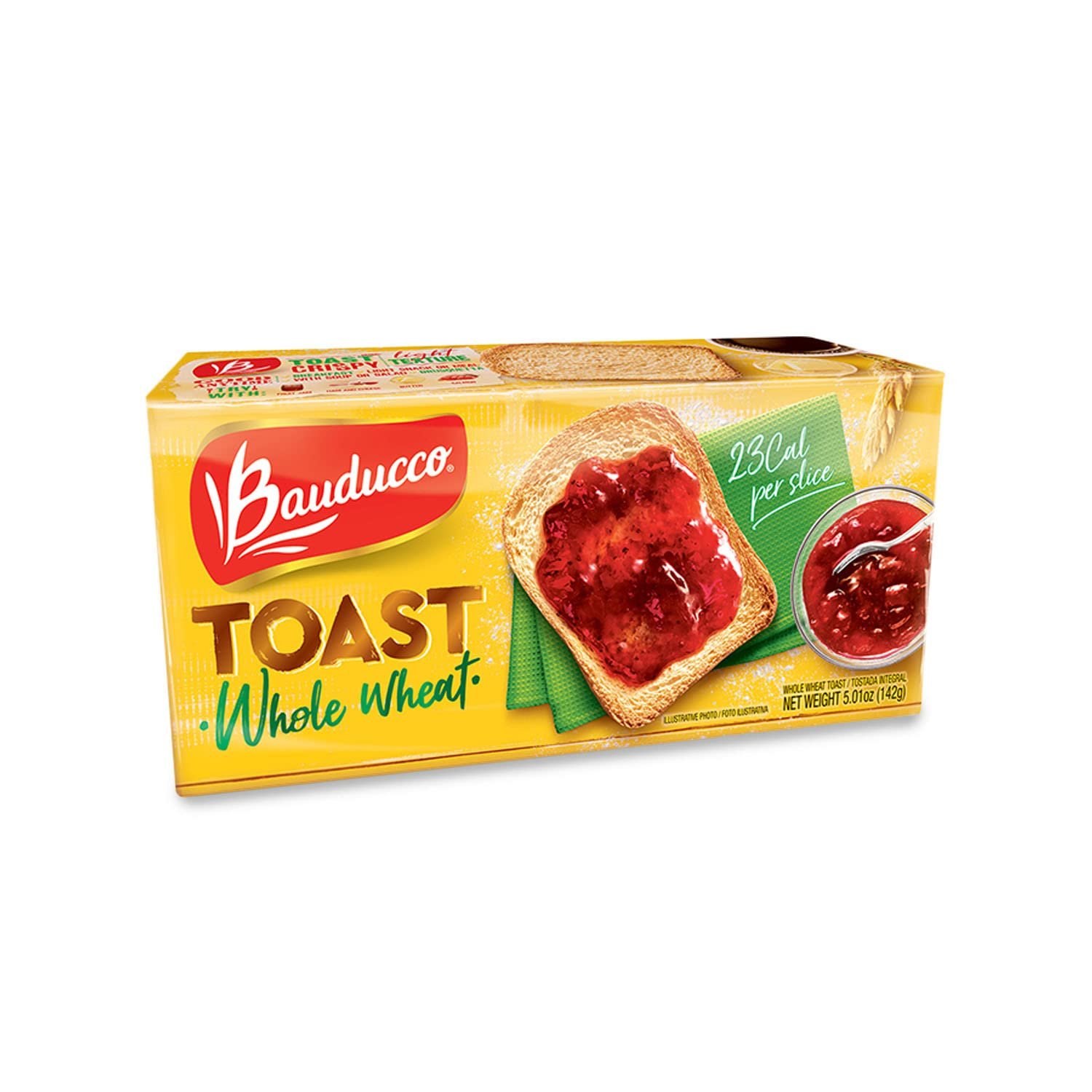 Bauducco Toast Baked with Whole Wheat - Delicious, Light & Crispy Toasted Bread - Ready-to-Eat Breakfast Toast & Sandwich Bread - No Artificial Flavors - 5.0 oz (Pack of 01) - Product Image