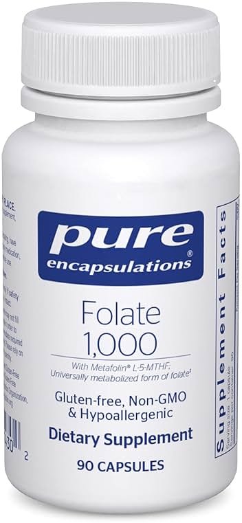 Pure Encapsulations Folate 1000 - Metafolin L-5-MTHF - Heart Health Supplement* - Folate Supplement - Non-GMO & Gluten Free - 90 Capsules - Product Image