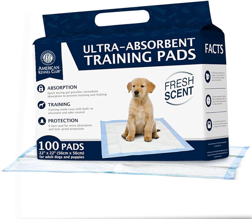 American Kennel Club Scented Puppy Training Pads with Ultra Absorbent Quick Dry Gel – 22 x 22 Pee Pads for Dogs - Fresh Scented - Pack of 100 - Product Image
