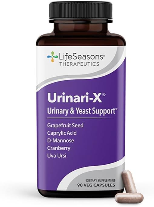 Urinari-X - Urinary Tract Support - Fast Acting UTI Relief - Vitamin Supplement for Healthy Bladder Function & Immunity - D-Mannose, Cranberry, Caprylic Acid, Uva Ursi & Grapefruit - 90 Capsules - Product Image
