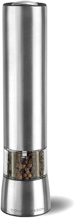 Cole & Mason Hampstead Electronic Pepper Mill - Electric Pepper Grinder Set - Adjustable Electric Spice Grinder - Hand Wash - Stainless Steel - Product Image