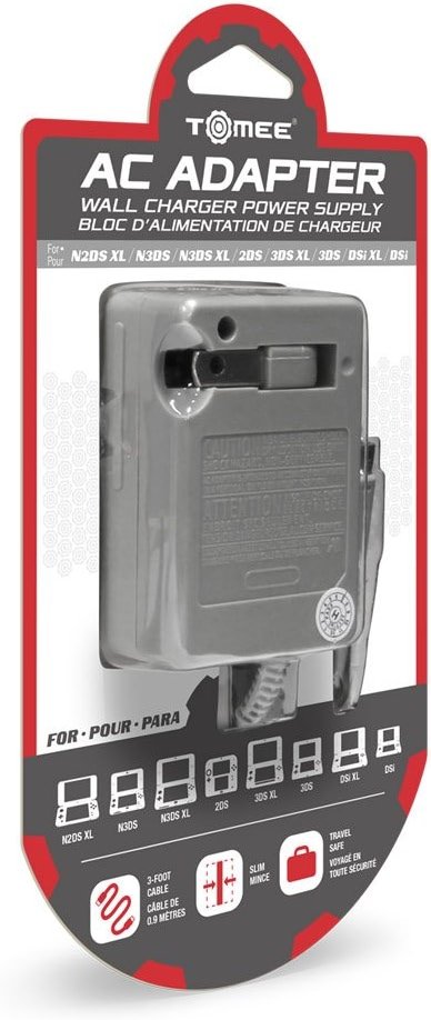 Tomee 3DS Charger for Nintendo 3DS/ 3DS XL/ 2DS/ DSi/Dsi XL and New Nintendo 3DS, AC Adapter 100-245V, Fold-Away Plug, Durable Lightweight Design - Product Image