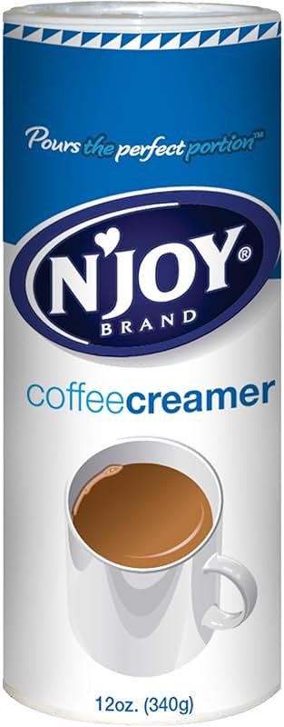 N'Joy Non Dairy Coffee Creamer - Pack of 6 Canisters w/EZ-Open Pour Spout (12oz each) - Smooth Non Dairy Powdered Creamer for Office Pantries, Restaurants & Home Coffee Bars - No Refrigeration Needed - Product Image