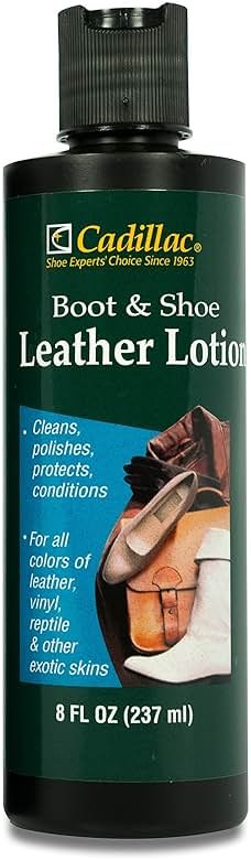 Cadillac Boot and Shoe Leather Lotion 8 Ounces - Cleans, Conditions, Protects, and Polishes Leather Footwear and Accessories - Product Image