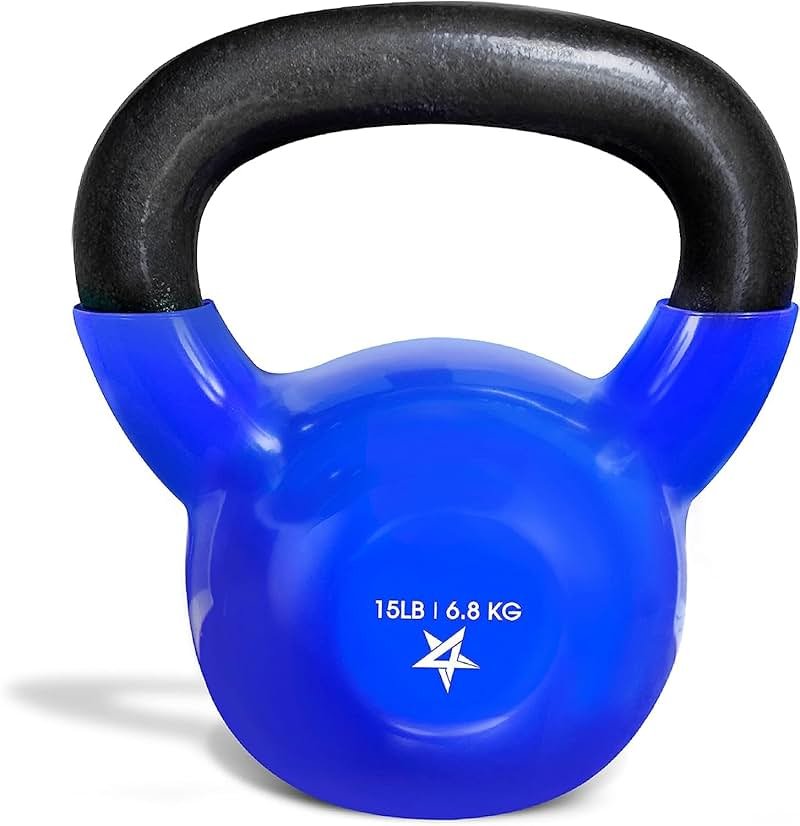 Yes4All Kettlebell, 5-100 LB Vinyl Coated Cast Iron Strength Training Kettlebells for Home Gym Exercises, Fitness, Full Body Workout Equipment, Push Ups, and Grip Strength - Product Image