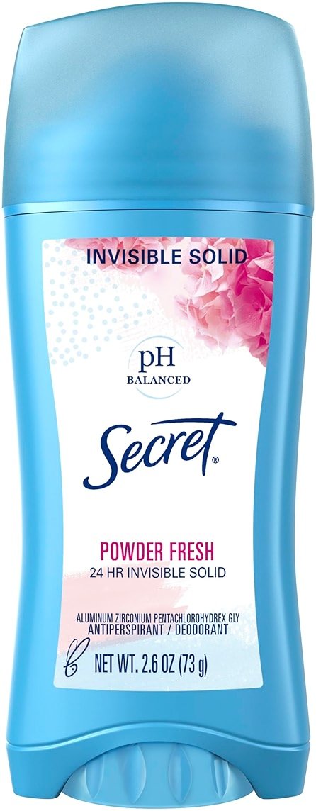 Secret Antiperspirant and Deodorant for Women, 24hr Sweat & Odor Protection, PH Balanced Protection, Gentle on Skin, Invisible Solid, Powder Fresh Scent, 2.6 oz - Product Image