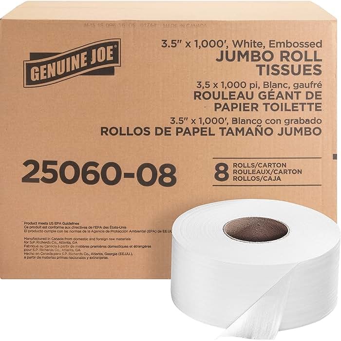 Genuine Joe - GJO2506008 Jumbo Dispenser Roll Bath Tissue (Pack of 8) - Product Image