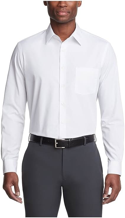 Van Heusen Mens Dress Shirt Regular Fit Poplin Solid - Product Image