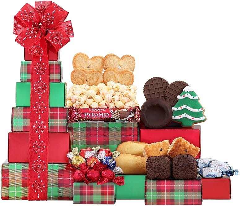 Wine Country Gift Baskets Festive Tower of Treats - Product Image