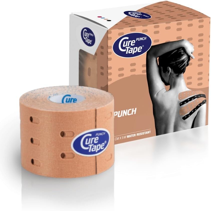 CureTape® Punch Beige | Perforated Kinesiology Tape | More Stretch & Ventilation| k Tape for Joint, Knee, Ankle & Shoulder Pain | Kinesiology Tape for Physical Therapy | Waterproof Medical Tape - Product Image