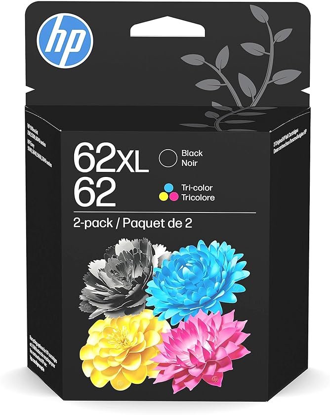 HP 62 Ink Cartridge, Black XL and Tri-Color (Black XL + CMY) - Product Image