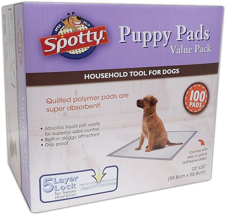 Spotty Super Absorbent Heavy Duty 5 Layer Housebreaking Training Leak Proof Pet Puppy Dog Pee Pads, 100 Count - Product Image