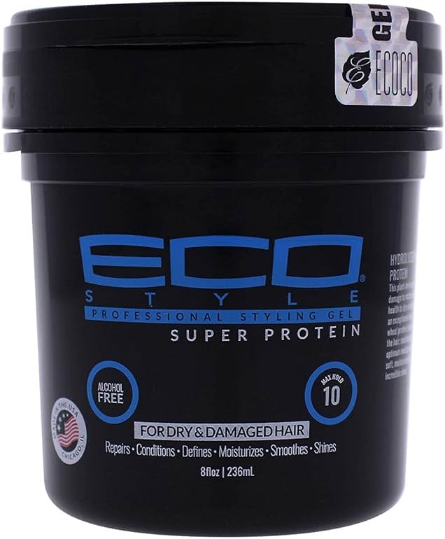 ECOCO Eco Style Gel Regular Super Protein Provides Gravity Defying Hold & Long Lasting Shine, Helps Maintain Healthy Hair, Perfect for Pin Ups & Twist for All Hair Types, Clean Scent, 8 Oz - Product Image