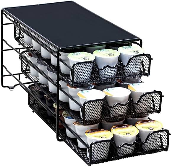 Deco Brothers 3 Tier K-Cup Holder Drawer for 54 Coffee Pods Storage, Black - Product Image