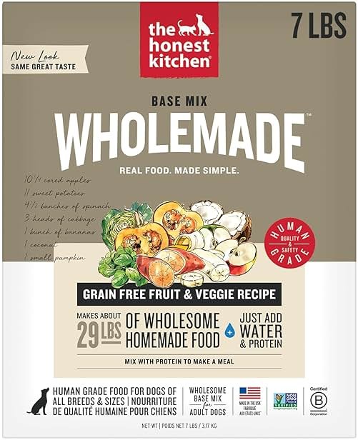 The Honest Kitchen Human Grade Wholemade™ Dehydrated Grain Free Fruit & Veggie Base Mix Dog Food (Just Add Protein), 7 lb Box - Product Image