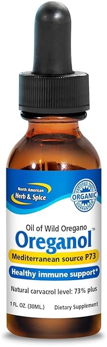 NORTH AMERICAN HERB & SPICE Oreganol - 1 fl. oz. - Unprocessed, Wild, Organic Oregano Oil - Mediterranean Source P73 - Non-GMO - 432 Servings - Product Image