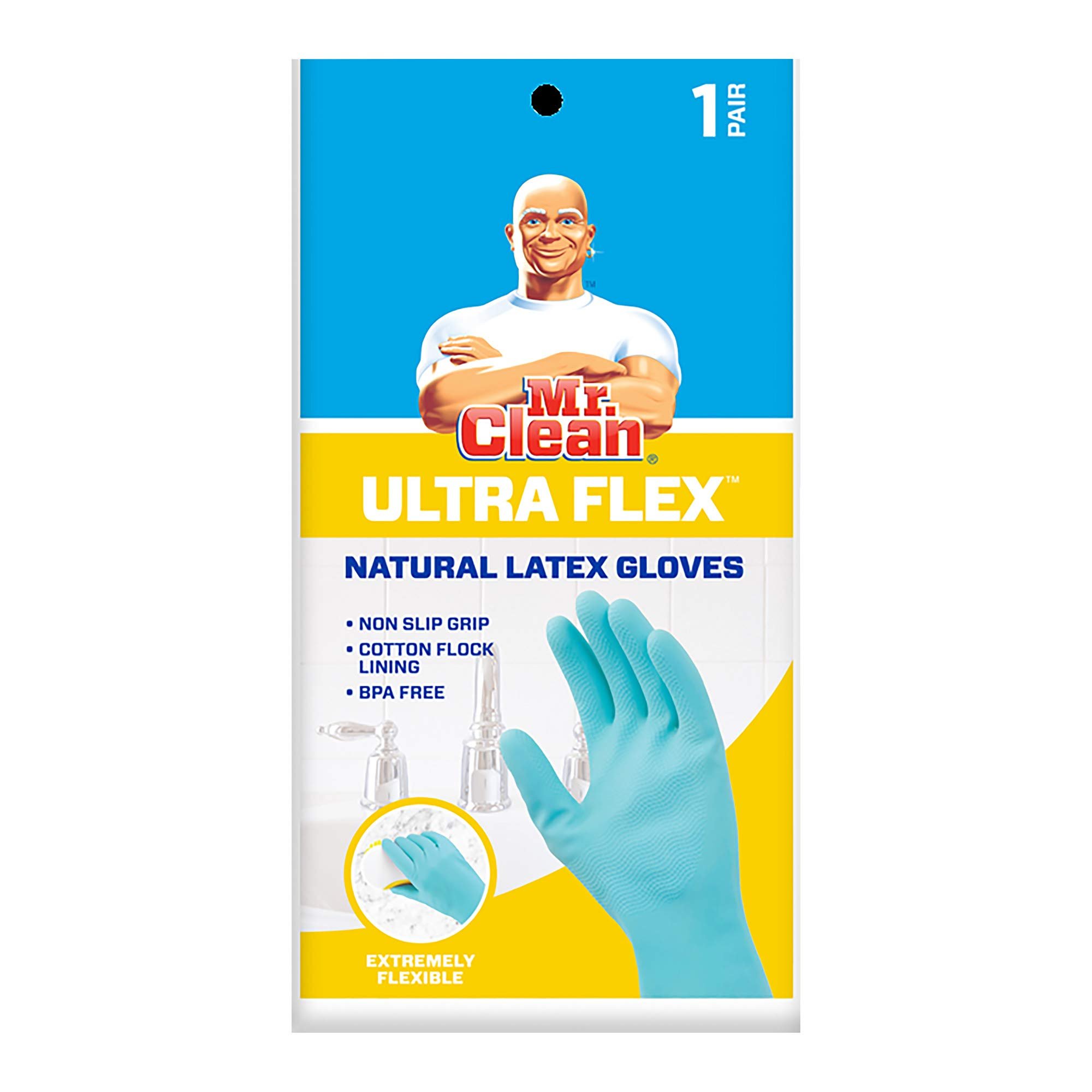 Mr. Clean Bliss Cleaning Gloves Premium Reusable Vinyl Latex-Free Gloves with Non-Slip Grip, Large - Product Image