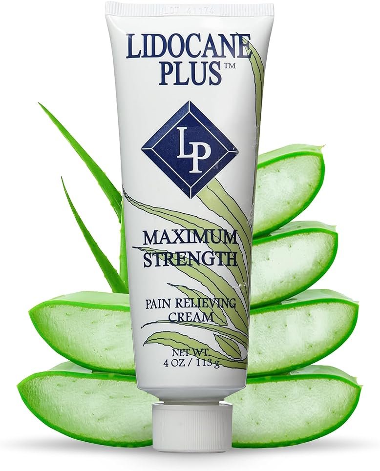 Lidocaine Plus 4% Lidocaine Cream Maximum Strength Pain & Itch Relief - Non-Greasy Formula Numbing Cream - Fast Acting Topical Pain Reliever, Soothing Topical Analgesic Aloe Vera Scent - 4 oz - Product Image