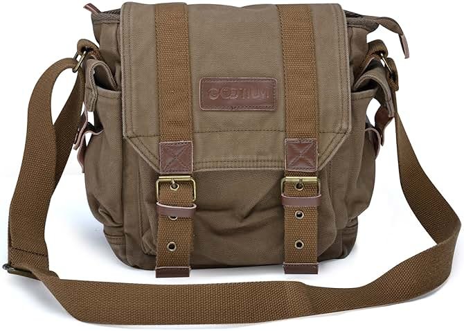 GOOTIUM Canvas Messenger Bag - Small Vintage Shoulder Purse Crossbody Satchel - Product Image