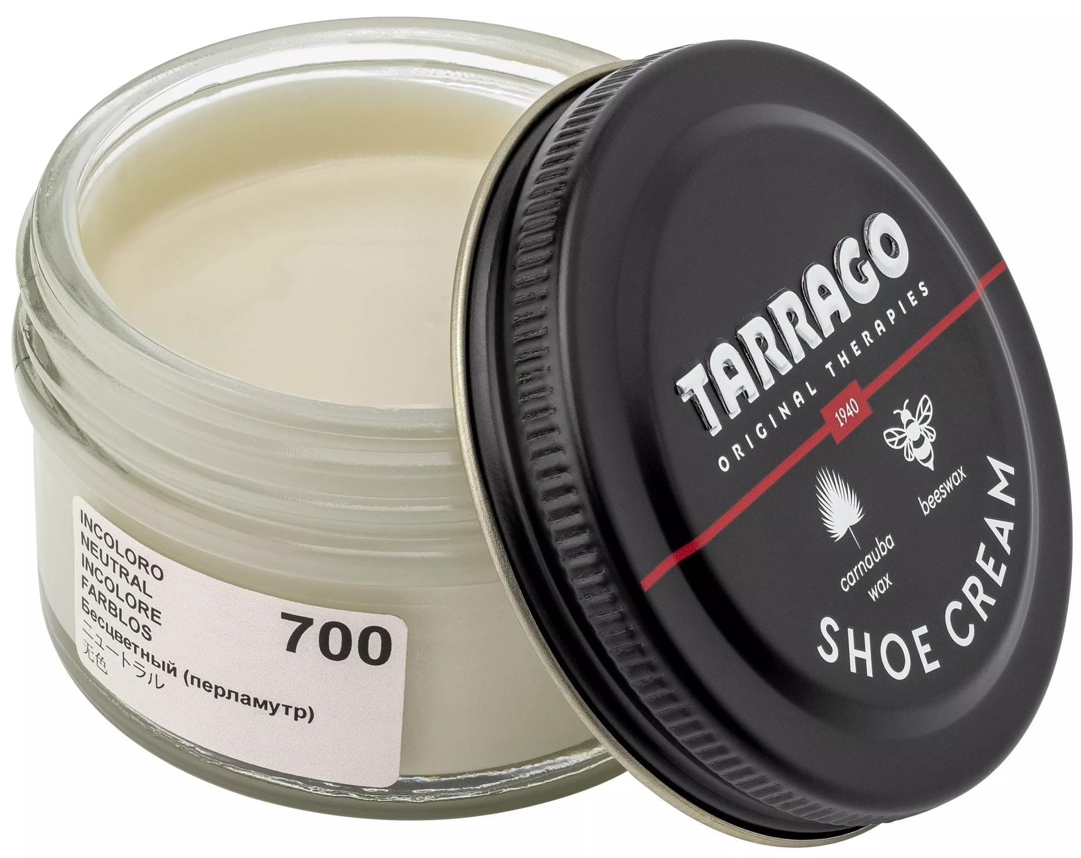 Tarrago Shoe Cream Professional Shoe Polish for Leather Boots, Shoes, Purse, Furniture Eco Friendly Leather Conditioner 1.7oz - Neutral Pearly #700 - Product Image
