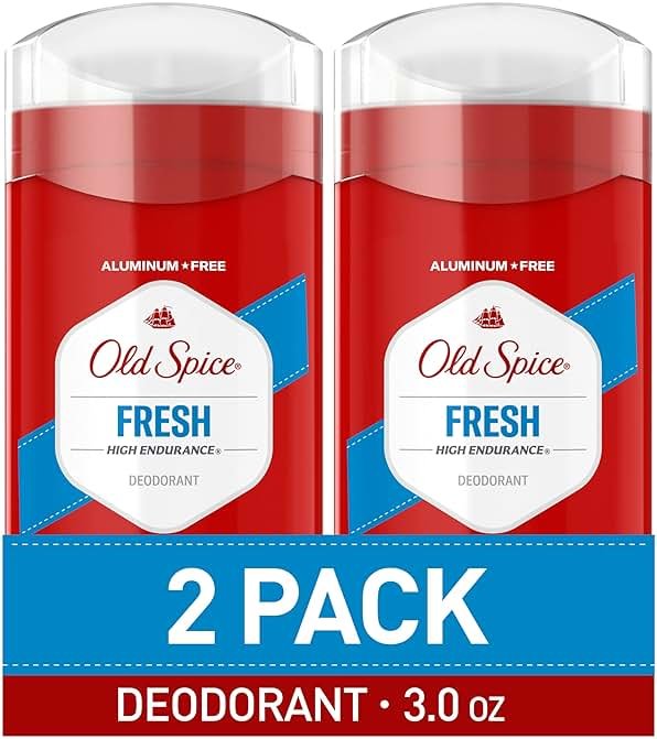 Old Spice Aluminum Free Deodorant for Men, High Endurance, 24/7 Lasting Freshness & Long Lasting Scent, 24/7 Advanced Sweat & Odor Protection, Fresh Scent, 3.0 oz (Pack of 2) - Product Image