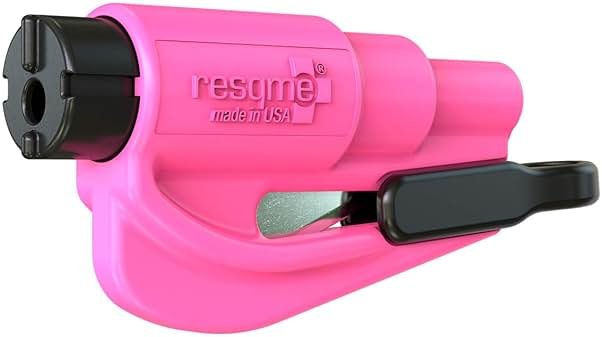 resqme The Original Emergency Keychain Car Escape Tool, 2-in-1 Seatbelt Cutter and Window Breaker, Made in USA, Pink - Compact Emergency Hammer - Product Image