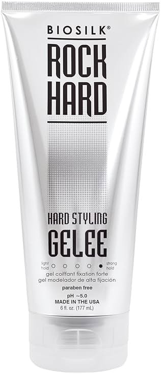 BioSilk Rock Hard Gel, Firm-Hold Hair Gel for Long-Lasting Styles, Shapes, Defines & Adds Shine, Sulfate-Free, Paraben-Free, Cruelty-Free, 6 Oz - Product Image