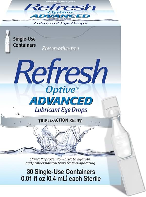 REFRESH OPTIVE ADVANCED PF Lubricant Eye Drops Preservative-Free Artificial Tears, 0.01 fl oz (0.4 mL), 30 Single-Use Containers - Product Image