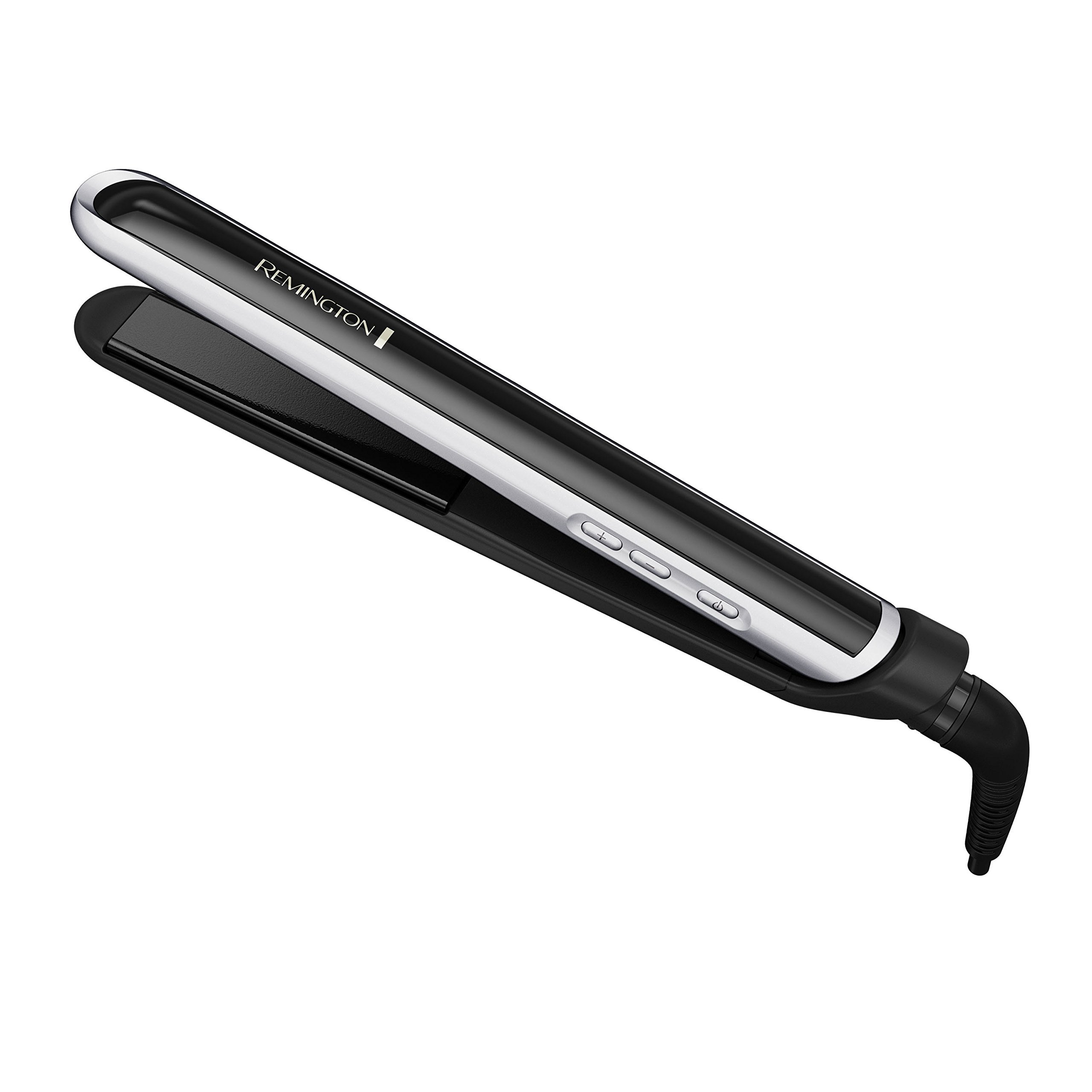 Remington Pearl Pro Ceramic Flat Iron Hair Straightener, 1-inch Floating Plates, Fast 30 Second Heat up, Black & White - Product Image