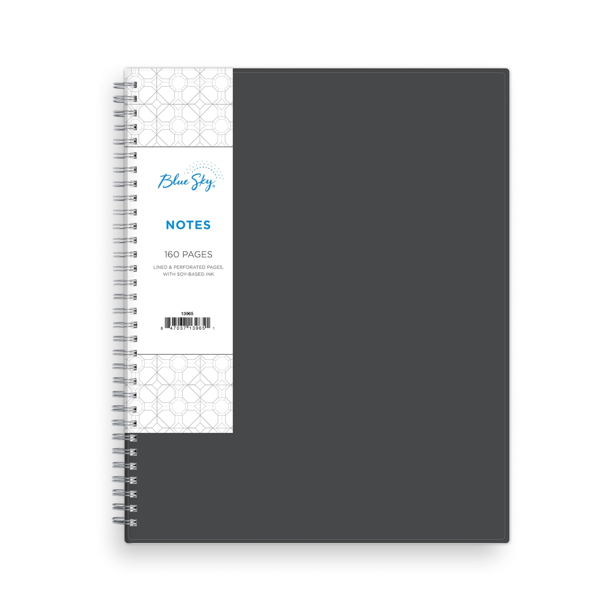 Blue Sky Notes Professional Notebook, Flexible Cover, Twin-Wire Binding, 8.5" x 11", Gray - Product Image