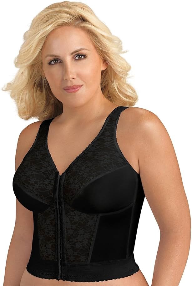 Exquisite Form 5107565 Fully Slimming Wireless Back & Posture Support Longline Bra with Front Closure & Lace - Product Image