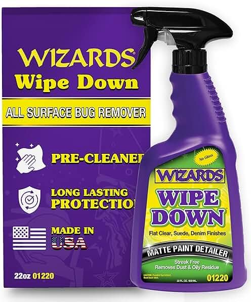 Wizards - Wipe Down Quick Detailer Spray - Matte Finish Cleaning Solution - Effortless On-The-Go Detailing for Flat, Suede, and Denim Surfaces - Professional Auto and Motorcycle Care Essential - 22 Oz - Product Image