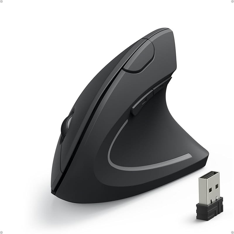 Anker 2.4G Wireless Vertical Ergonomic Optical Mouse for Work, Multi-Device Connectivity, 800/1200 /1600 DPI, 5 Buttons for Laptop, Desktop, PC - Black - Product Image