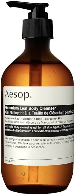 Aesop Geranium Leaf Body Cleanser | Gentle Shower Gel with Geranium, Mandarin and Bergamot Essential Oil Blend to Refresh & Balance Skin | 500 mL / 16.9 oz - Product Image