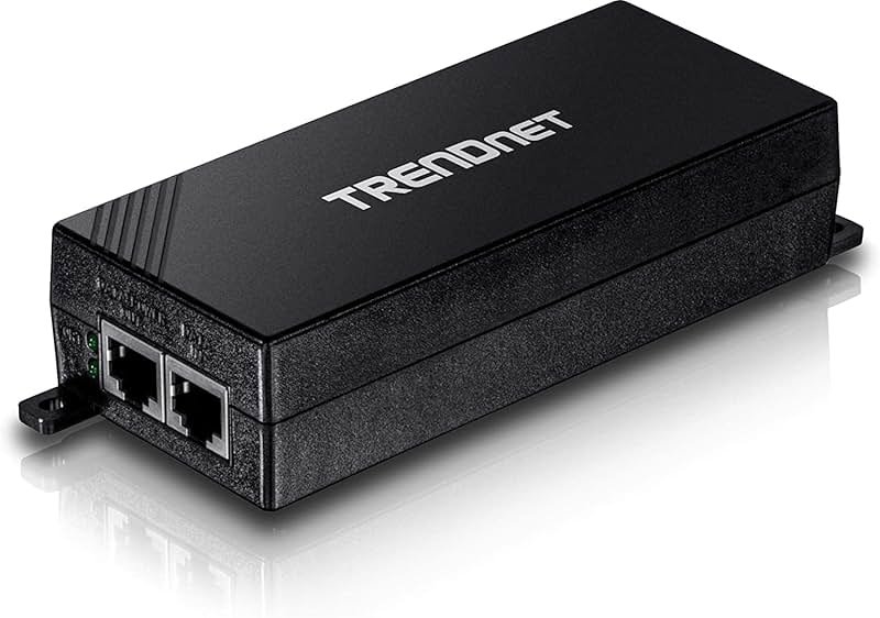 TRENDnet Gigabit Power Over Ethernet Plus Injector, PoE+ (30W) Power Network Distances Up to 100M (328 ft.), Metal Housing, Black, TPE-115GI (Pack of 1) - Product Image