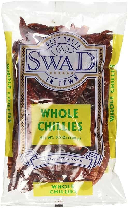 Swad Whole Red Dried Chillies 3.5oz., 100 Grams/ Indian Groceries - Product Image