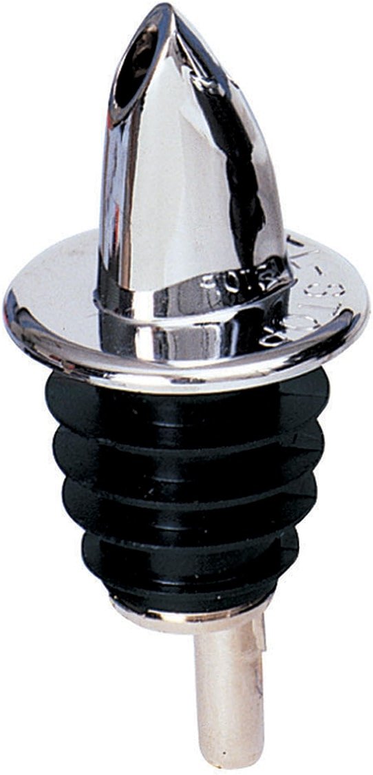 Spill-Stop 370-00 Chrome Plastic Pourer, Free-Pourer Style, Strong Molded Plastic with Soft Poly-Kork Fit, Durable Bar Liquor Bottle Pour Spout, Chrome Finish, Dozen Pack - Product Image