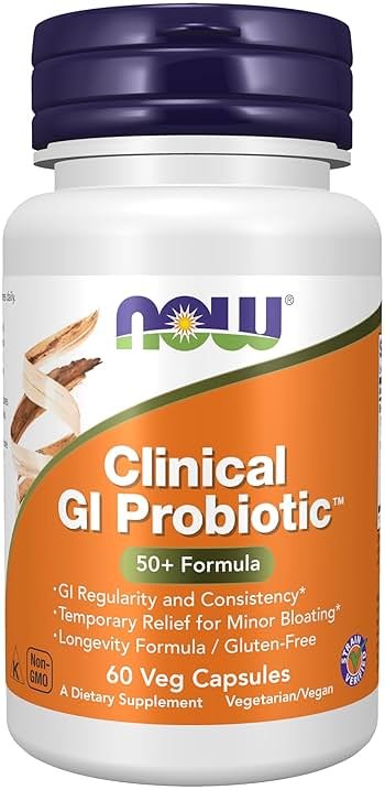 NOW Foods Supplements, Clinical GI Probiotic™, 50+ Formula, Strain Verified, 60 Veg Capsules - Product Image