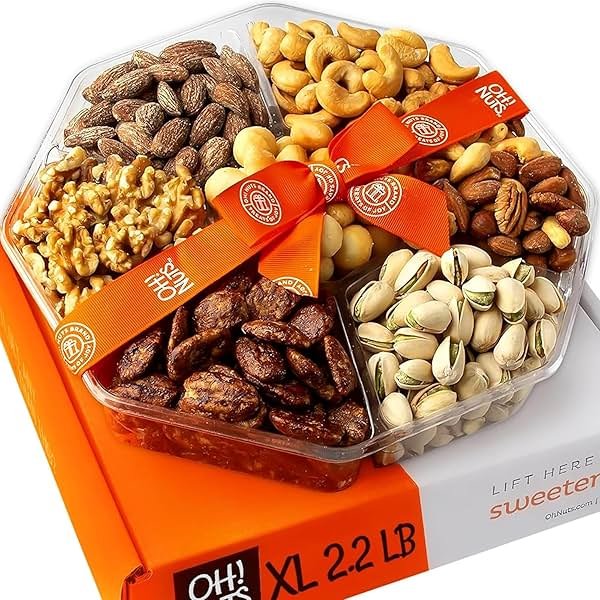 Father's Day Oh! Nuts 7 Variety Nuts Gift Basket - Healthy Assorted Nuts Gift Basket - Holiday Gourmet Gift Box - Gift Box Ideas for Birthday, Corporate, Men and Women - Premium - Product Image