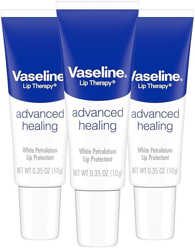 Vaseline Lip Therapy Advanced Healing 3-Pack – White Petroleum Moisturizing Lip Balm for Extremely Dry Lips, 0.35 Oz Ea - Product Image