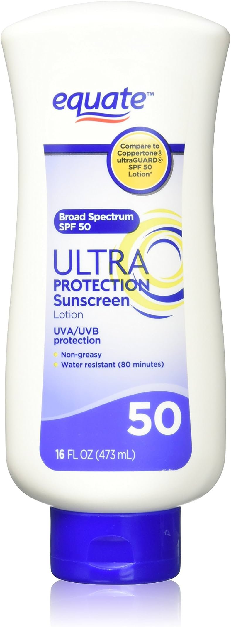 Equate Ultra Protection Sunscreen SPF 50 16oz Compare to Coppertone SPF 50 Lotion - Product Image