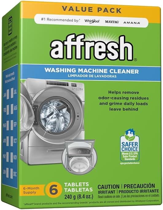 Affresh Washing Machine Cleaner, Helps Power Away Odor Causing Bacteria & Grime Deep Inside Pump, Valve & Hoses, 6 Time Release Tablets, 6 Month Supply - Product Image